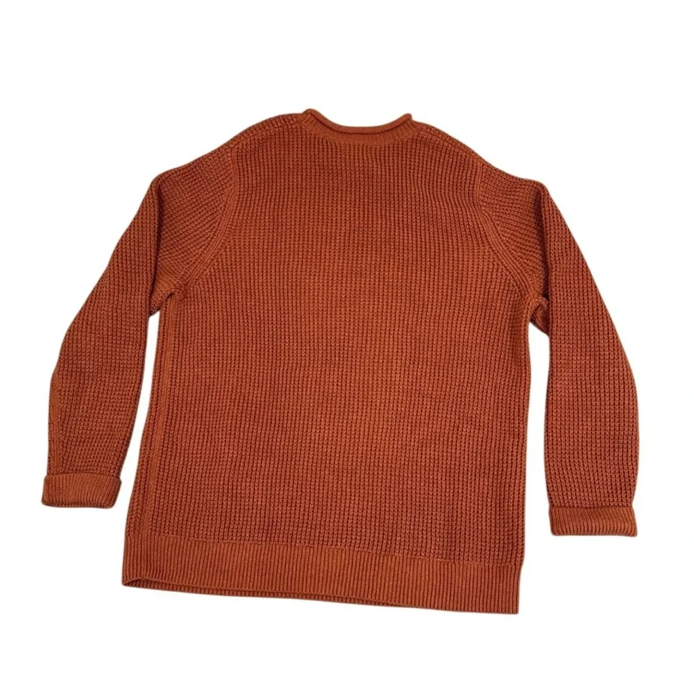 LL Bean Organic Cotton Waffle Knit Sweater XL-Tall Burnt Orange 515580